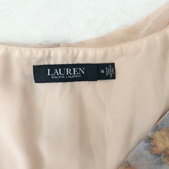 RARE Ralph Lauren LRL Floral Crinkled Georgette Gown Plus-size 18 - Picture 7 of 11